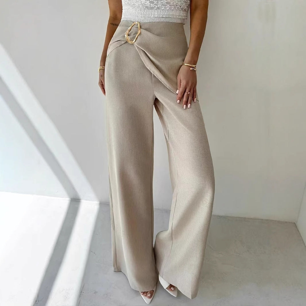 Ivy Metal Buckle Wide Leg Trousers