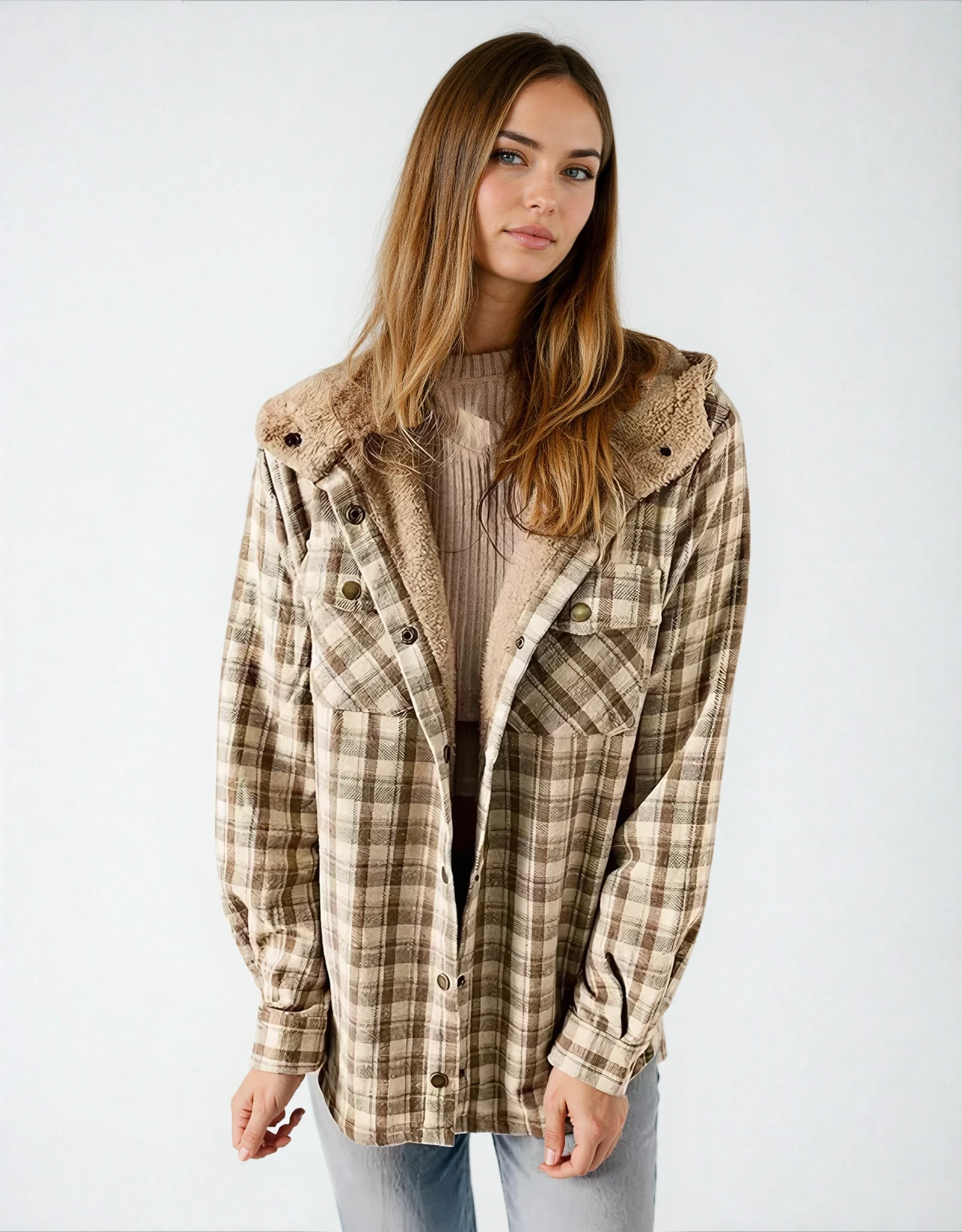 Teddy Lined Flannel Shacket
